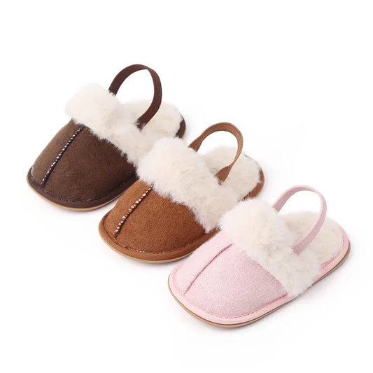 Baby Winter Slippers Warm Soft Fluffy TPR Indoor Anti Slip - ToylandEU