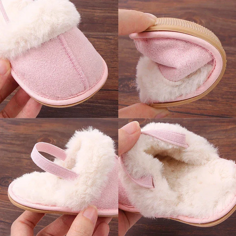 Baby Winter Slippers Warm Soft Fluffy TPR Indoor Anti Slip - ToylandEU
