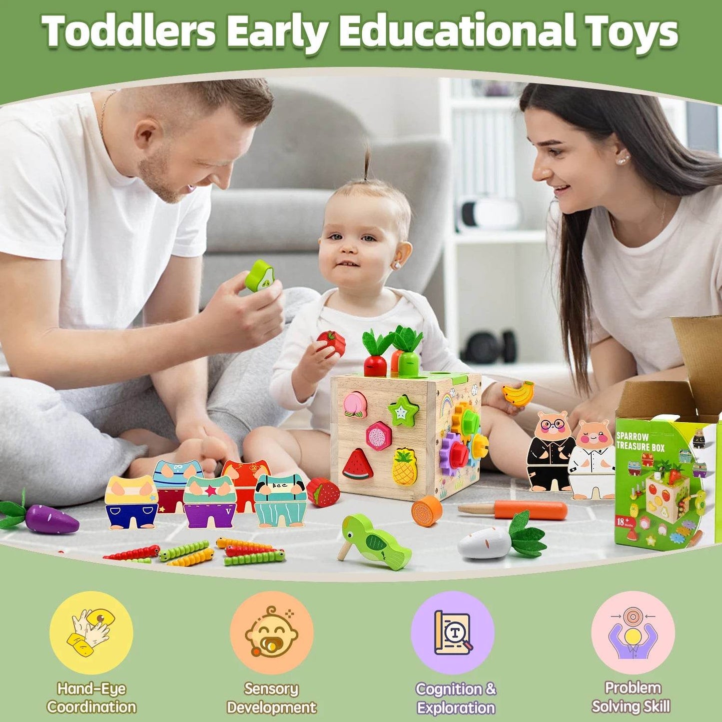 Baby Wooden Activity Cube Center Toys for Boys Girls - ToylandEU