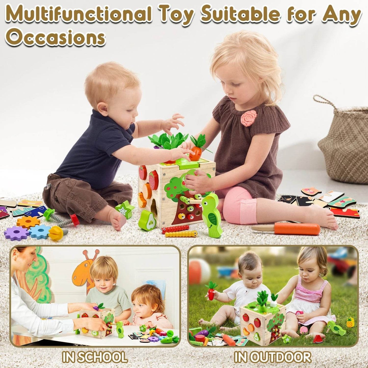 Baby Wooden Activity Cube Center Toys for Boys Girls - ToylandEU