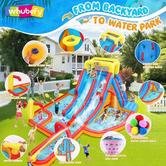  Backyard Water Slide Obstacle Course 16 in 1 Arena -  ToylandEU™
