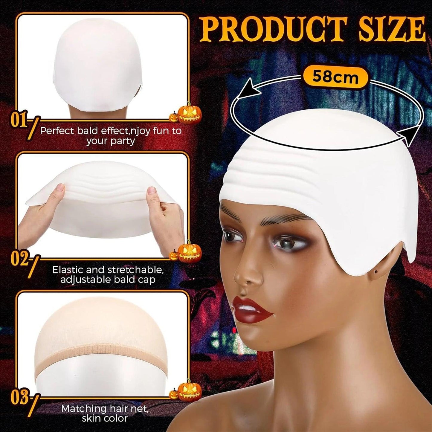 Bald Cap | Polyester Material | Unisex Cosplay Accessory | Adjustable Size