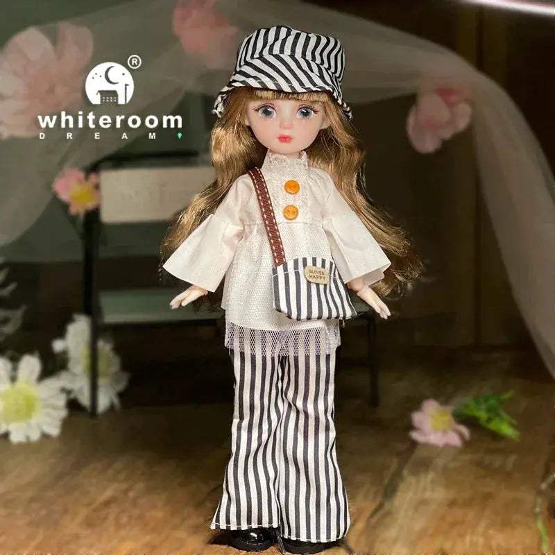 Ball Jointed Doll 30cm With Starry Gray Eyes Lolita Dress - ToylandEU