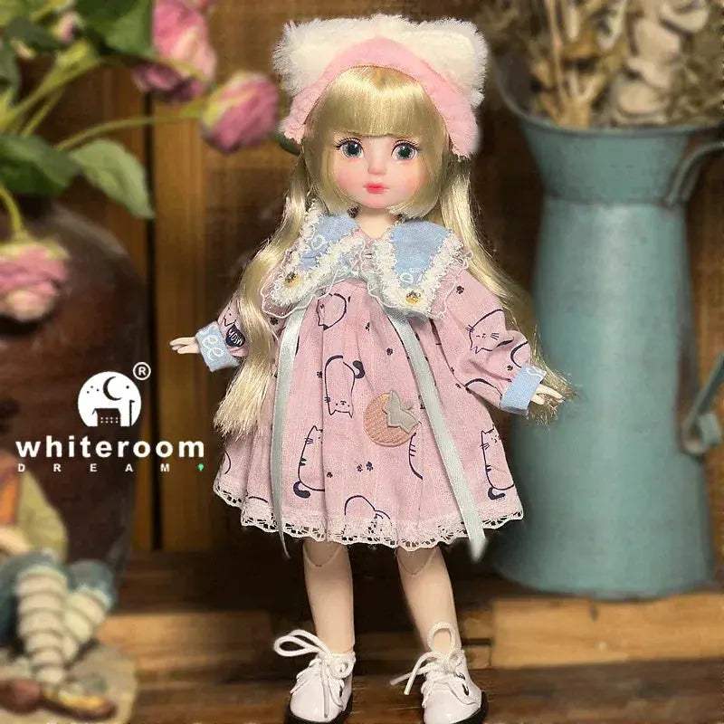 Ball Jointed Doll 30cm With Starry Gray Eyes Lolita Dress - ToylandEU