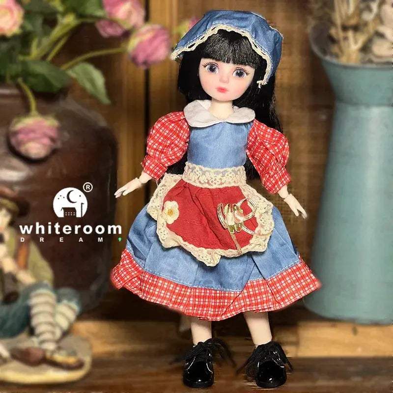 Ball Jointed Doll 30cm With Starry Gray Eyes Lolita Dress - ToylandEU