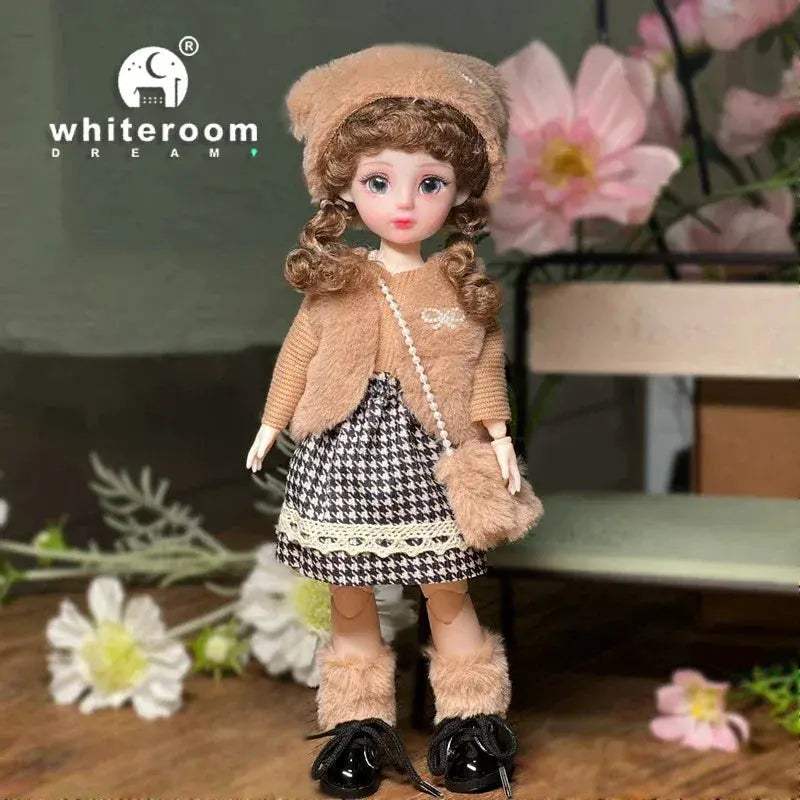 Ball Jointed Doll 30cm With Starry Gray Eyes Lolita Dress - ToylandEU