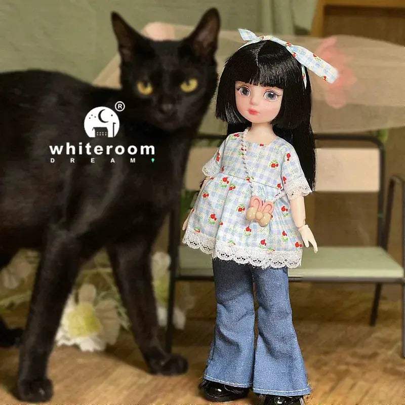Ball Jointed Doll 30cm With Starry Gray Eyes Lolita Dress - ToylandEU