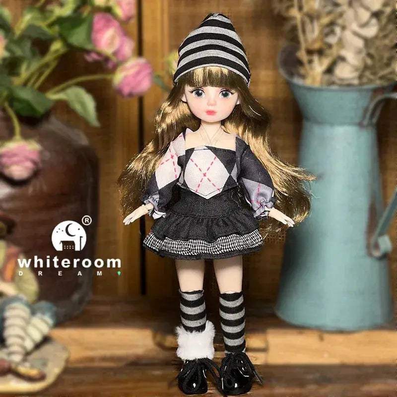 Ball Jointed Doll 30cm With Starry Gray Eyes Lolita Dress - ToylandEU