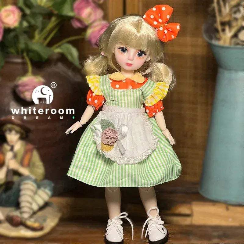 Ball Jointed Doll 30cm With Starry Gray Eyes Lolita Dress - ToylandEU