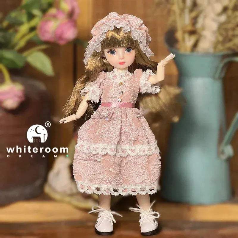 Ball Jointed Doll 30cm With Starry Gray Eyes Lolita Dress - ToylandEU