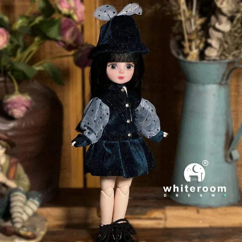 Ball Jointed Doll 30cm With Starry Gray Eyes Lolita Dress - ToylandEU