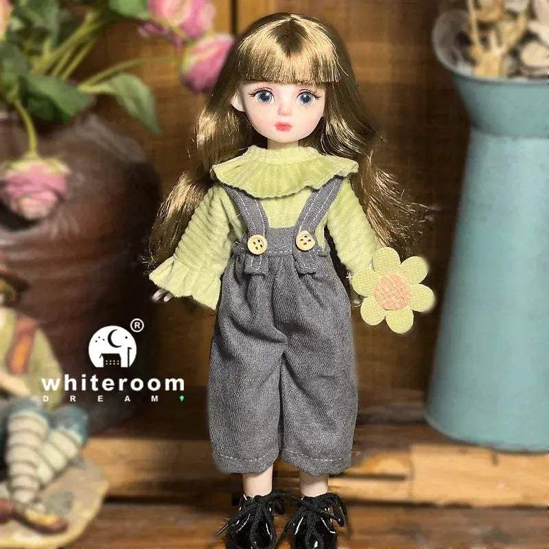 Ball Jointed Doll 30cm With Starry Gray Eyes Lolita Dress - ToylandEU