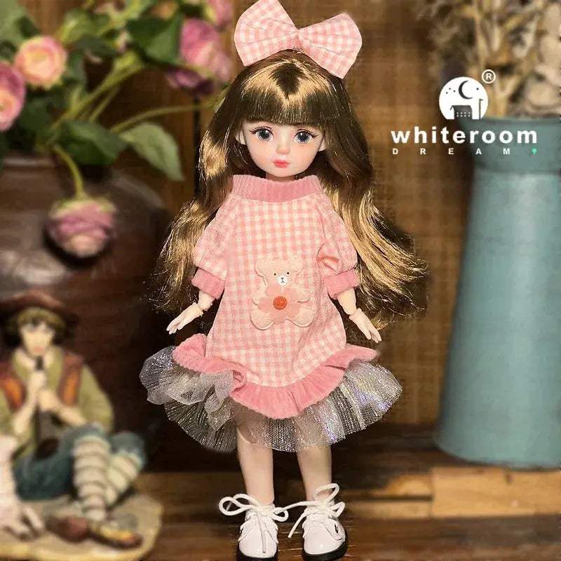 Ball Jointed Doll 30cm With Starry Gray Eyes Lolita Dress - ToylandEU