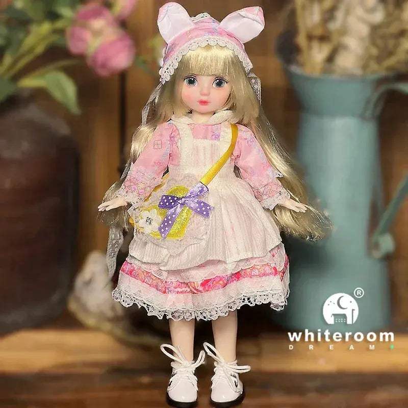 Ball Jointed Doll 30cm With Starry Gray Eyes Lolita Dress - ToylandEU
