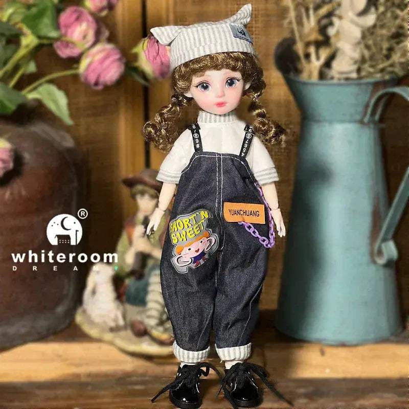 Ball Jointed Doll 30cm With Starry Gray Eyes Lolita Dress - ToylandEU