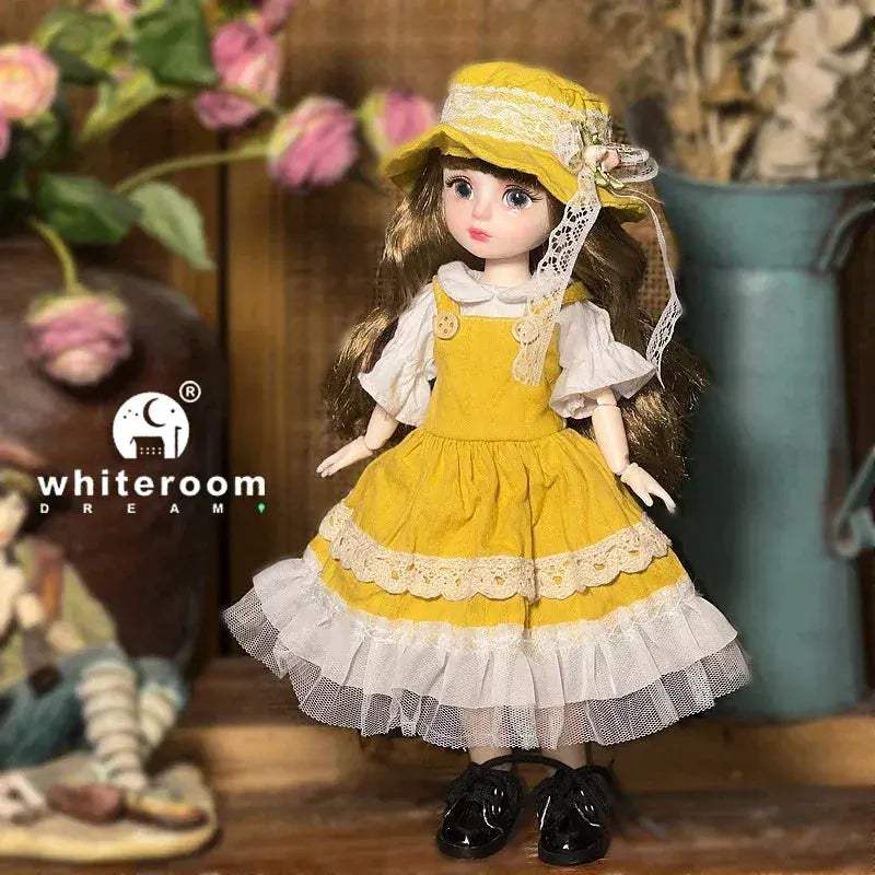 Ball Jointed Doll 30cm With Starry Gray Eyes Lolita Dress - ToylandEU