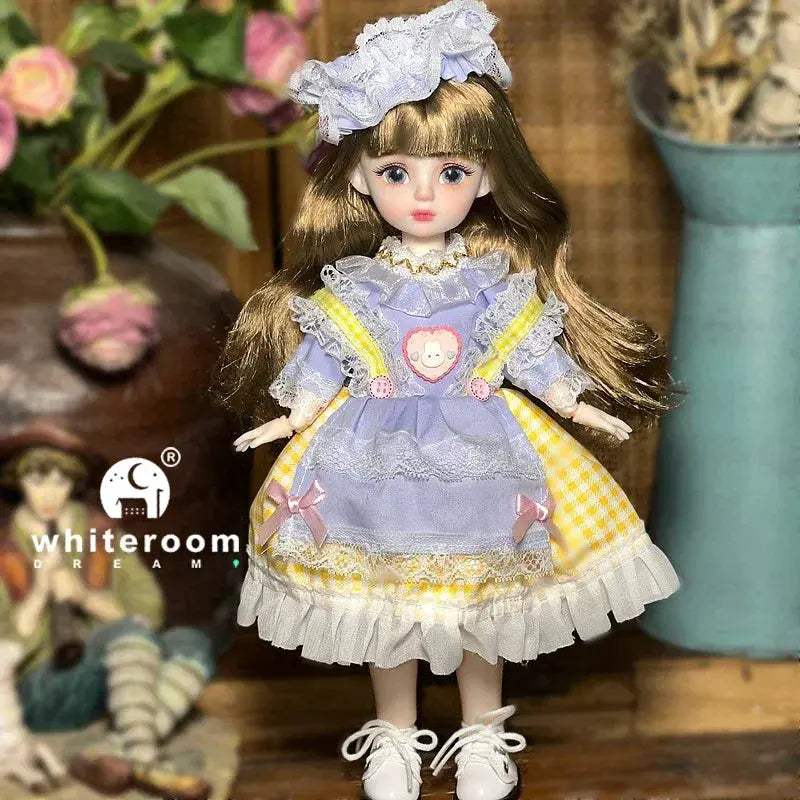 Ball Jointed Doll 30cm With Starry Gray Eyes Lolita Dress - ToylandEU