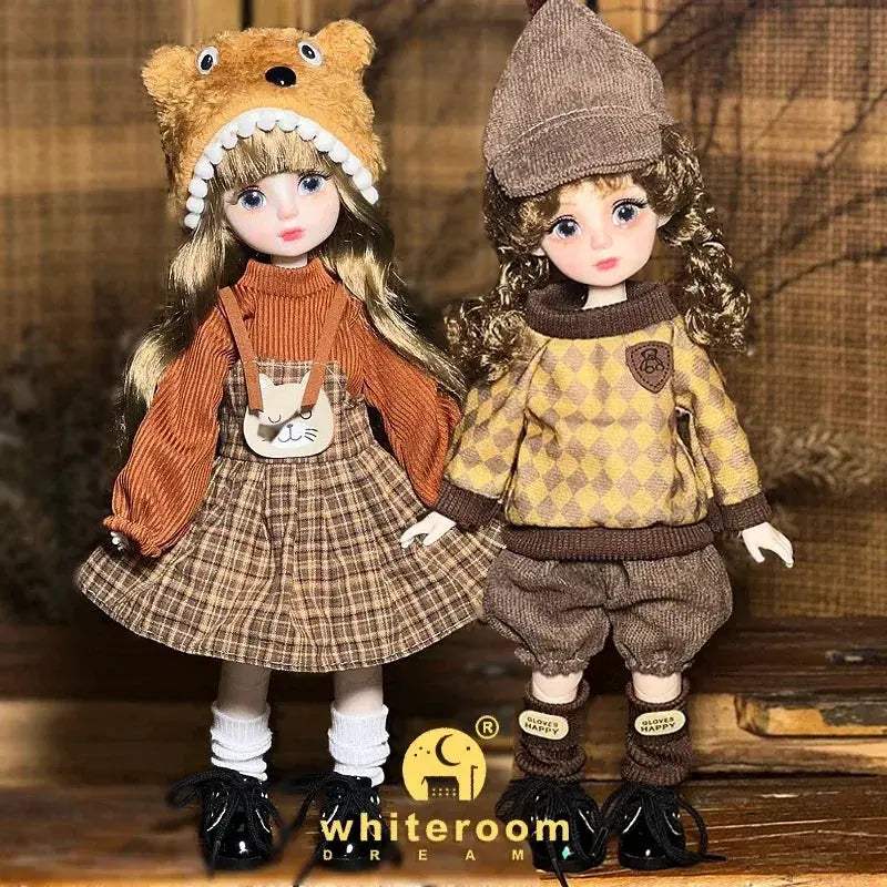 Ball Jointed Doll 30cm With Starry Grey Eyes Fashion Outfit - ToylandEU