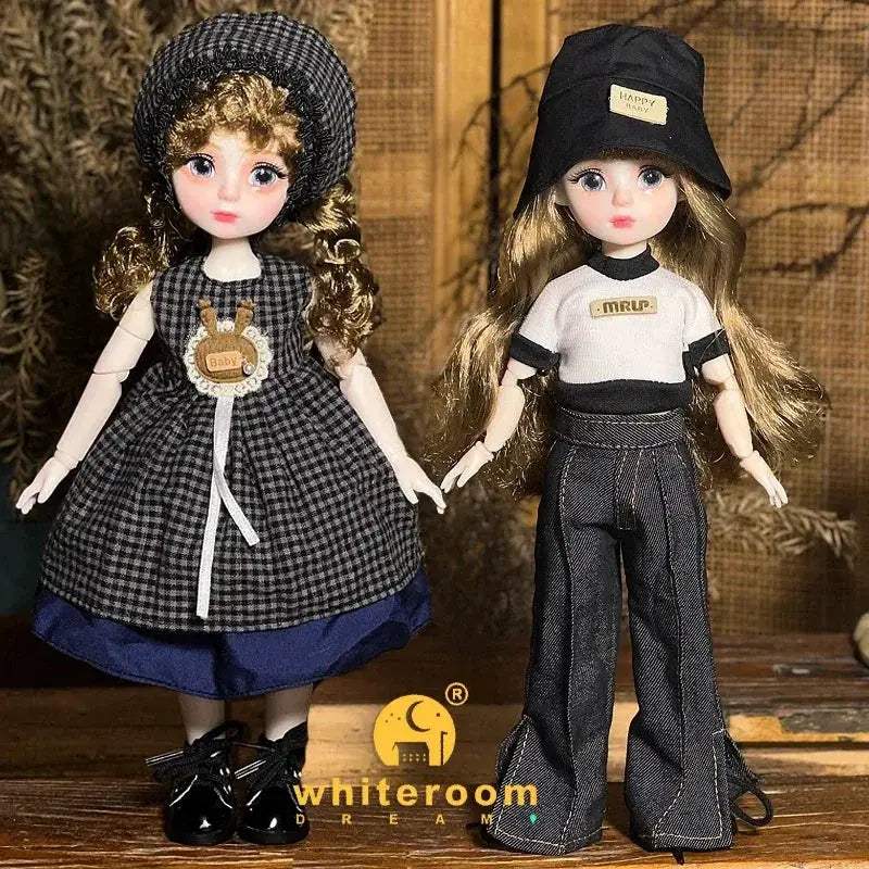 Ball Jointed Doll 30cm With Starry Grey Eyes Fashion Outfit - ToylandEU