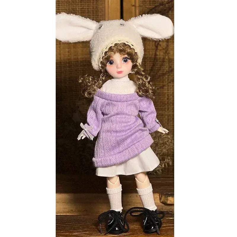 Ball Jointed Doll 30cm With Starry Grey Eyes Fashion Outfit - ToylandEU