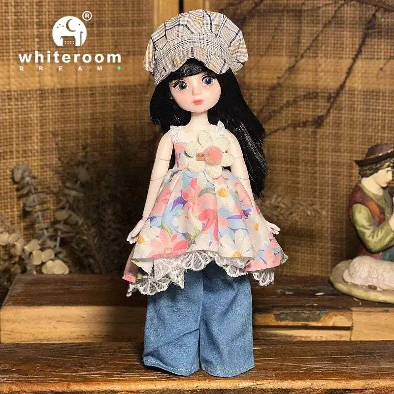 Ball Jointed Doll 30cm With Starry Grey Eyes Fashion Outfit - ToylandEU