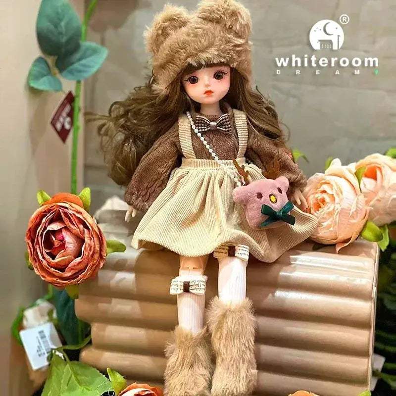 Ball Jointed Doll 30cm With Starry Grey Eyes Fashion Outfit - ToylandEU
