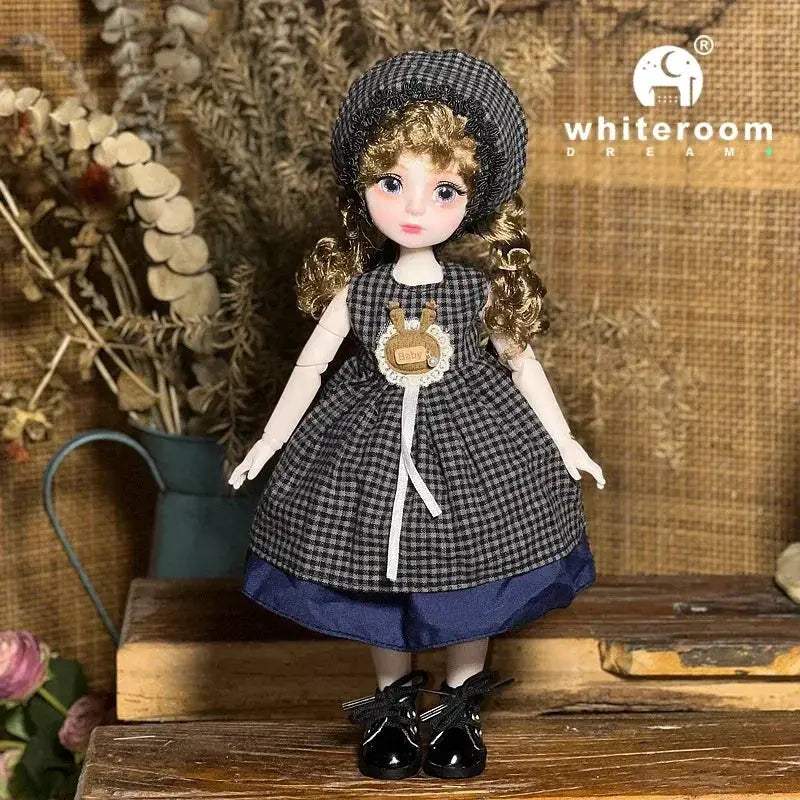 Ball Jointed Doll 30cm With Starry Grey Eyes Fashion Outfit - ToylandEU