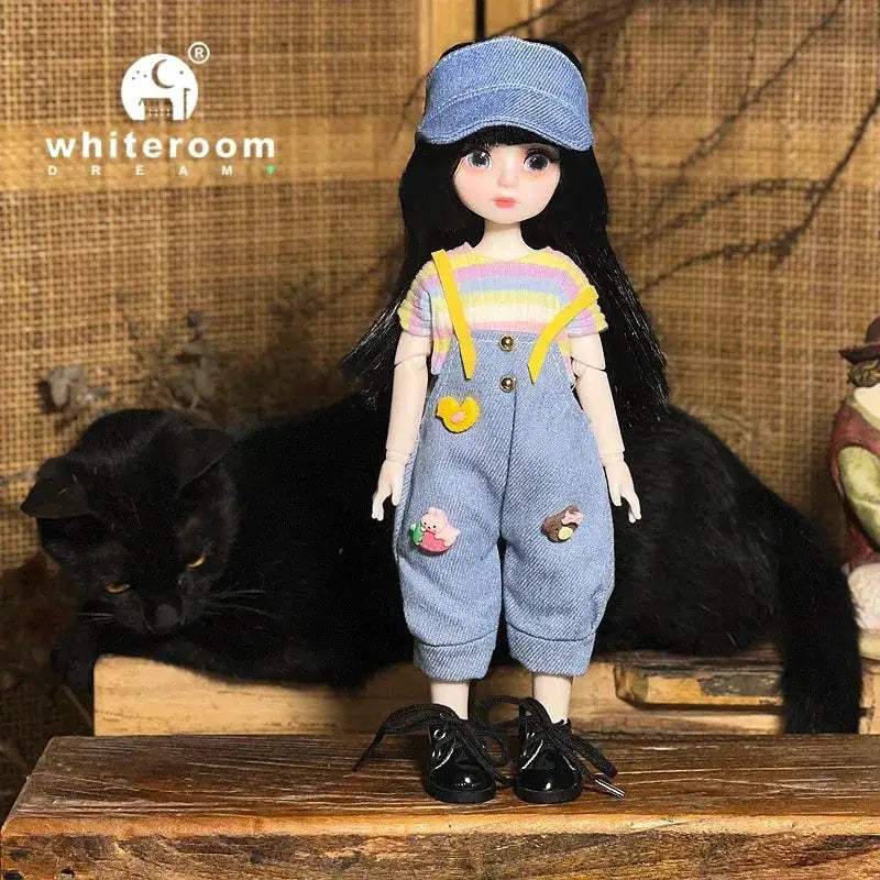 Ball Jointed Doll 30cm With Starry Grey Eyes Fashion Outfit - ToylandEU