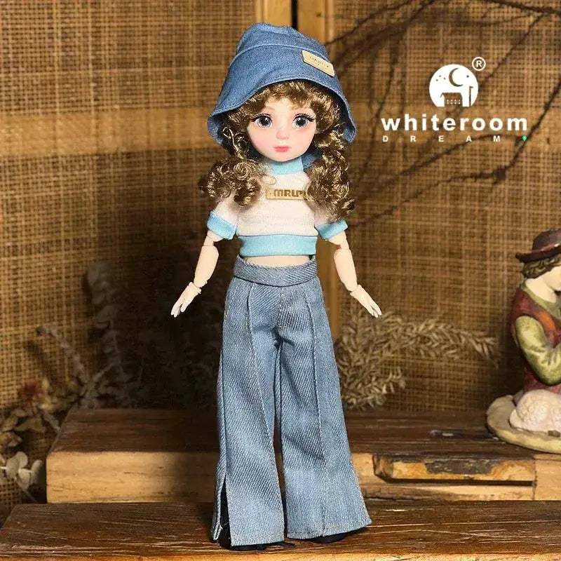 Ball Jointed Doll 30cm With Starry Grey Eyes Fashion Outfit - ToylandEU