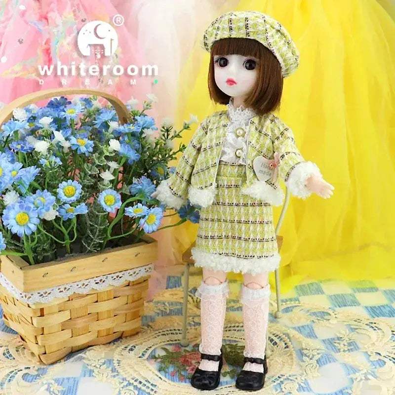 Ball Jointed Doll 30cm With Starry Grey Eyes Fashion Outfit - ToylandEU