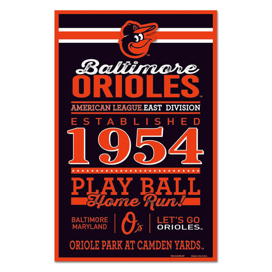 Baltimore Orioles 11x17 Wood Sign With Established Date - ToylandEU