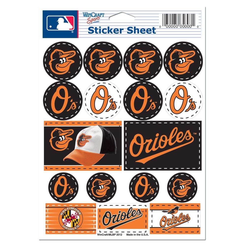 Baltimore Orioles Decal Sheet 5x7 Vinyl Sticker Pack - ToylandEU