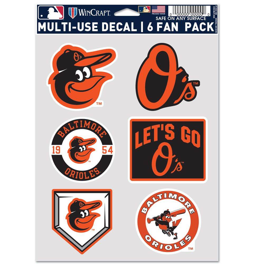 Baltimore Orioles Fan Decal Pack Six Multi Use Decals - ToylandEU