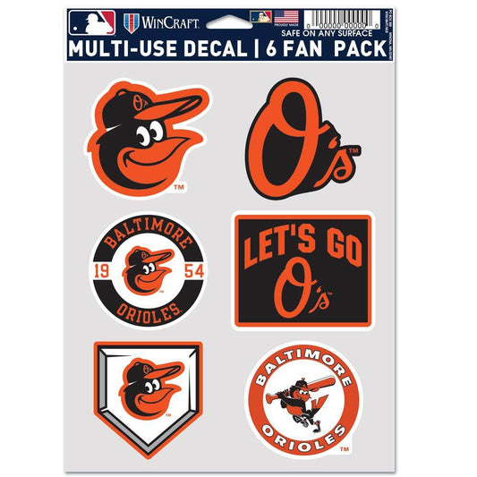 Baltimore Orioles Fan Decal Pack Six Multi Use Decals - ToylandEU