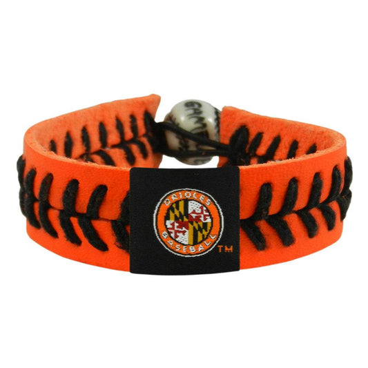 Baltimore Orioles Leather Baseball Bracelet Orange Black - ToylandEU