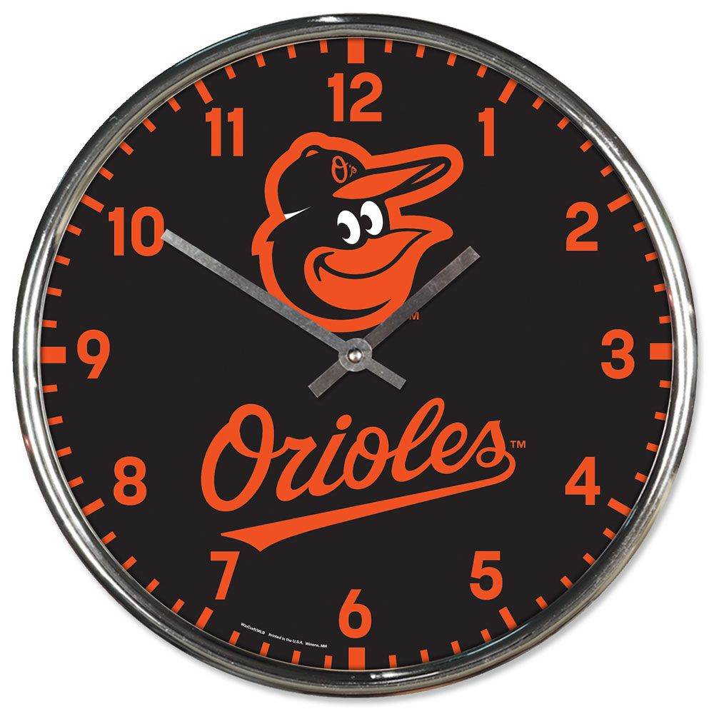 Baltimore Orioles Round Chrome Wall Clock 12 Inch Diameter - ToylandEU