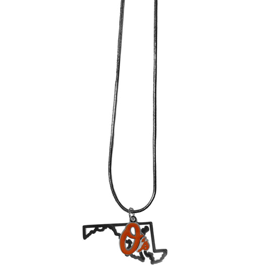 Baltimore Orioles State Shape Necklace With Snake Chain - ToylandEU