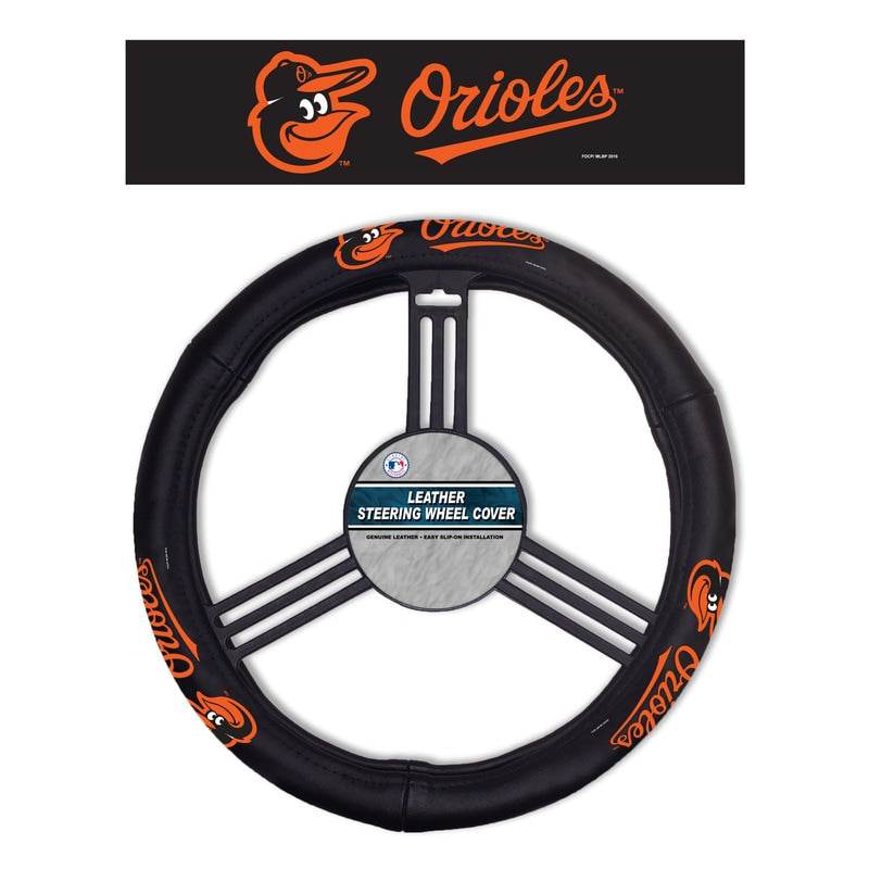 Baltimore Orioles Steering Wheel Cover Leather Accessory - ToylandEU