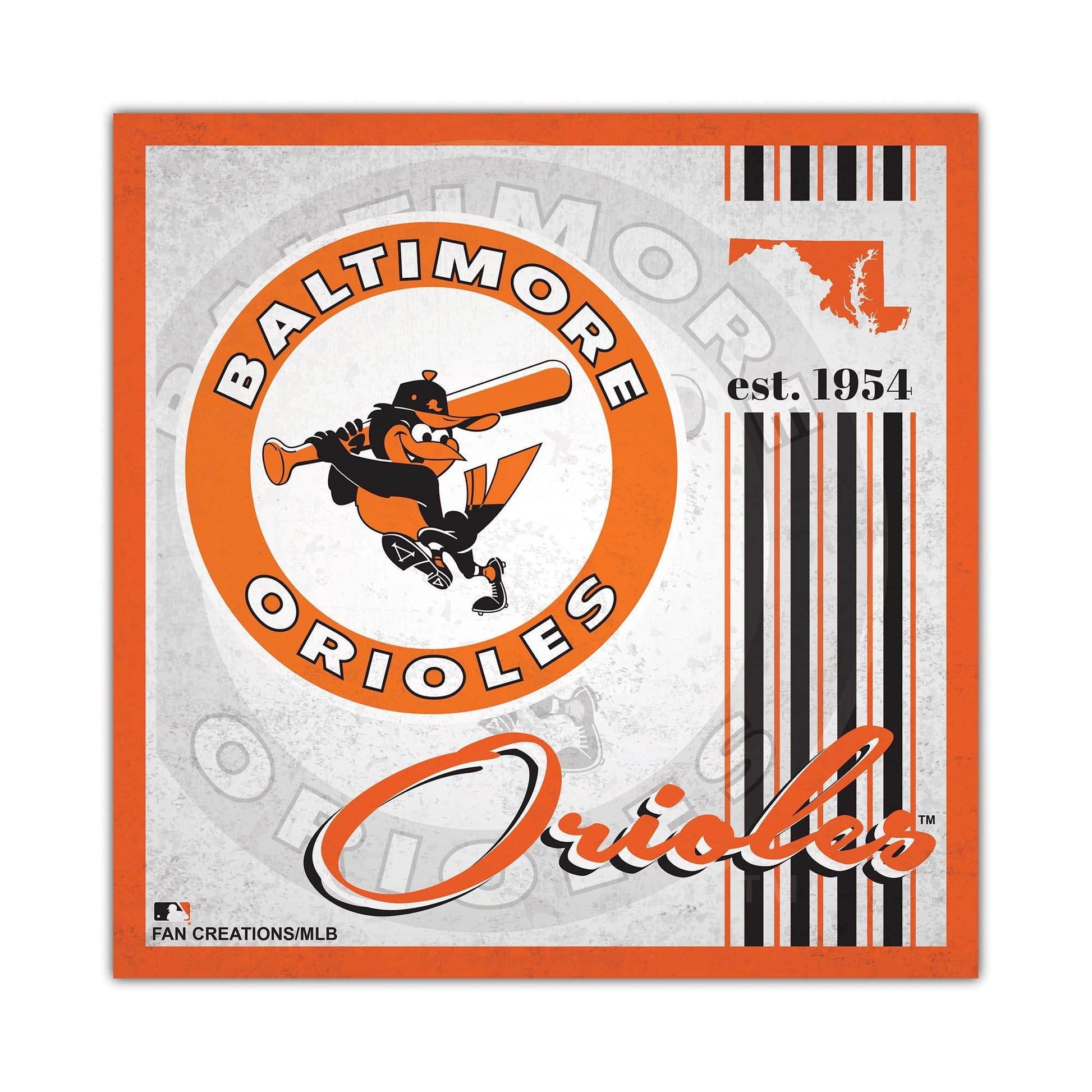 Baltimore Orioles Wood Sign 10x10 Album Design Custom Order - ToylandEU