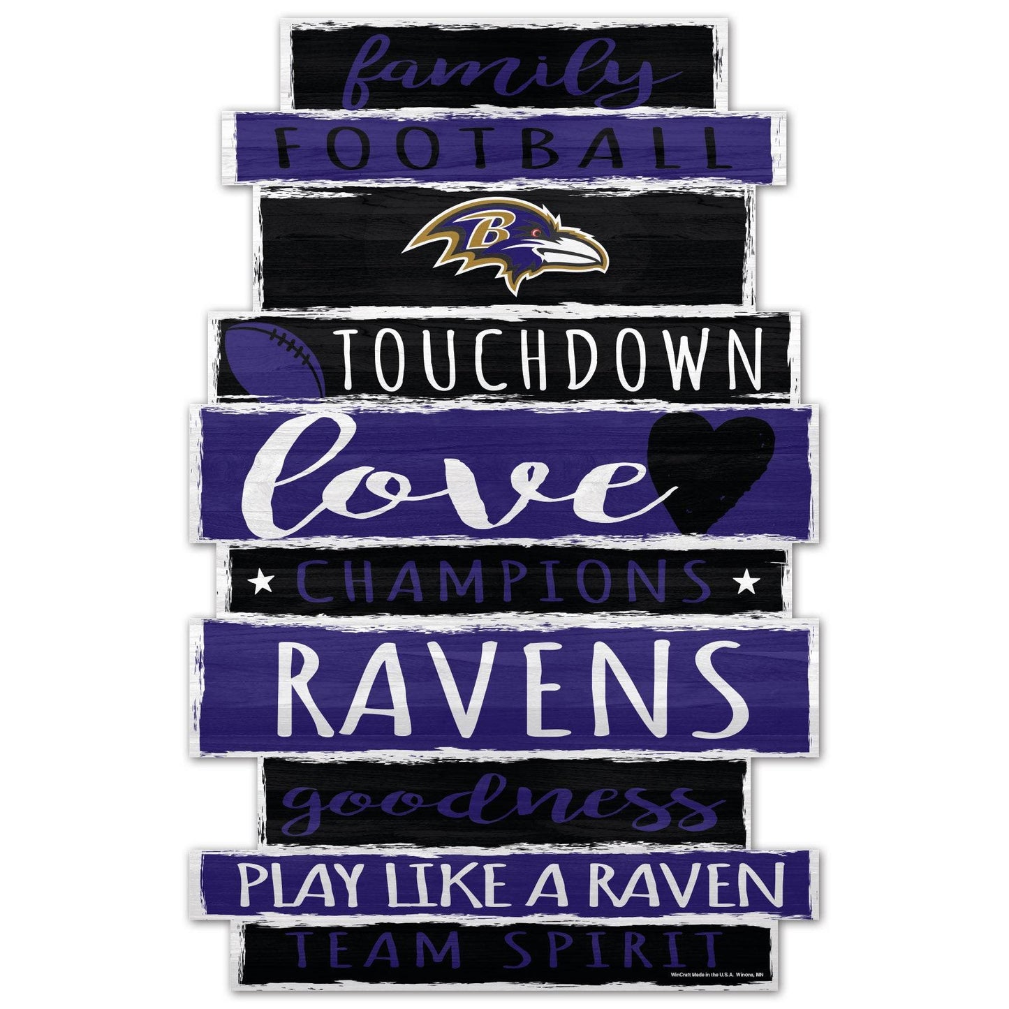 Baltimore Ravens 11x17 Wood Family Word Sign Decor Accent - ToylandEU