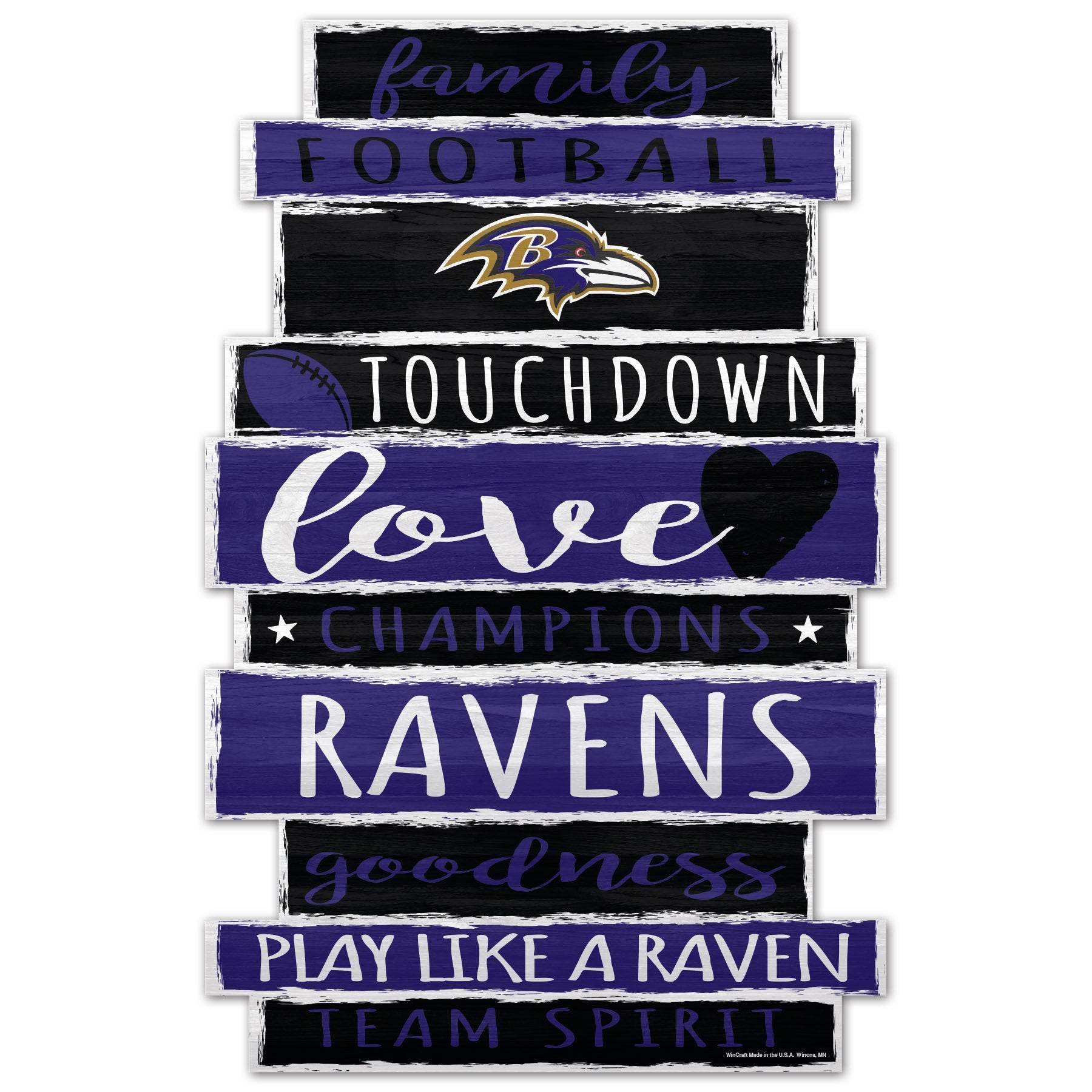Baltimore Ravens 11x17 Wood Family Word Sign Decor Accent - ToylandEU