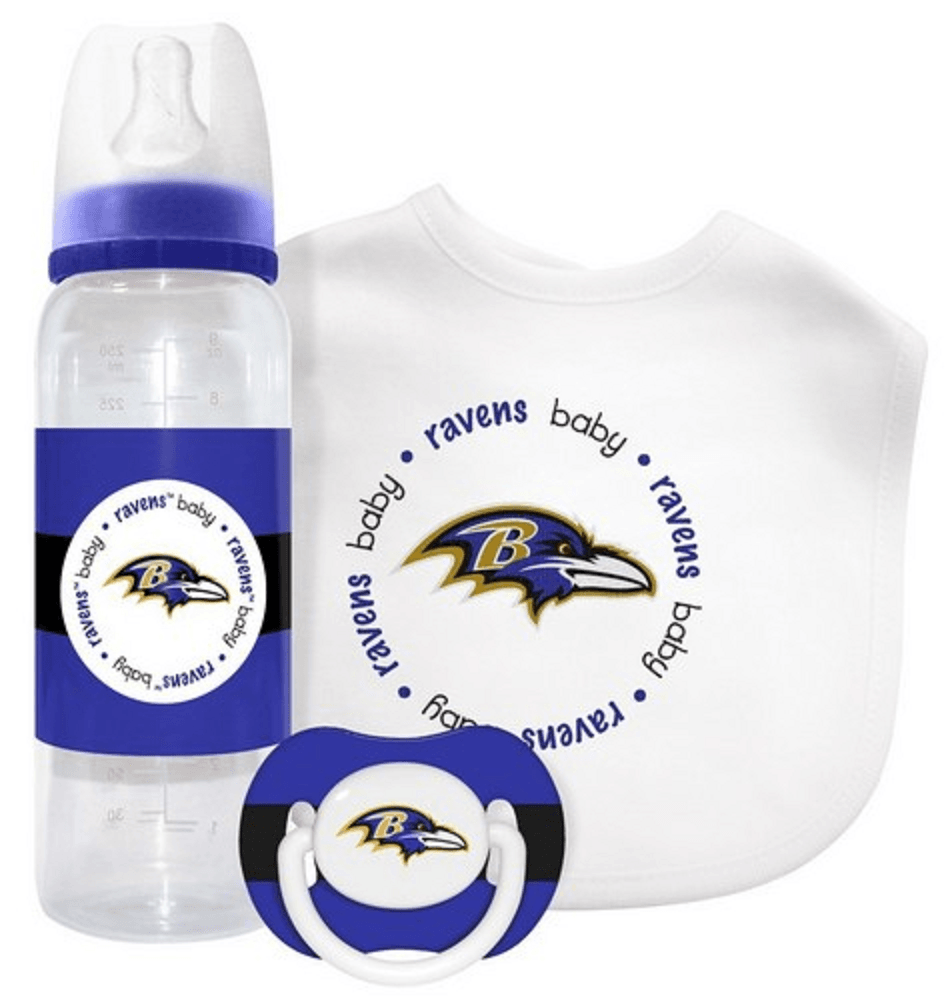 Baltimore Ravens Baby Gift Set 3 Piece Bib Bottle Pacifier - ToylandEU