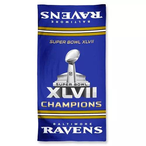 Baltimore Ravens Beach Towel 30x60 Super Bowl 47 Champion - ToylandEU