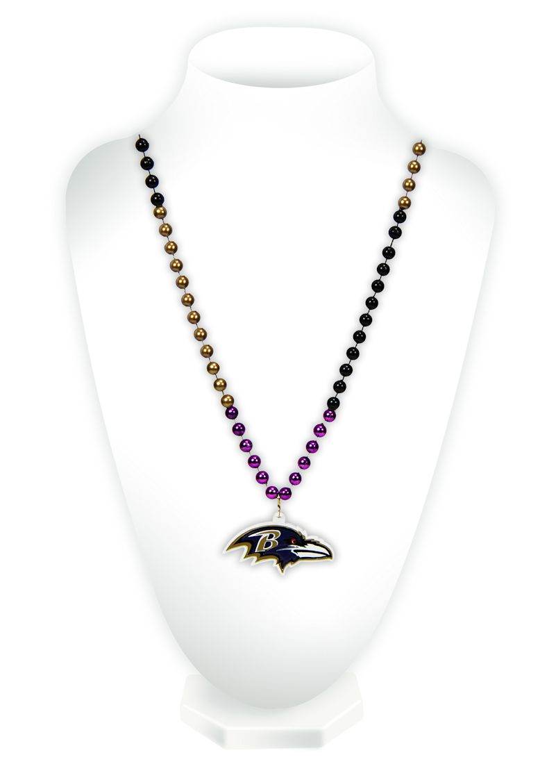 Baltimore Ravens Beads with Medallion Mardi Gras Style - ToylandEU