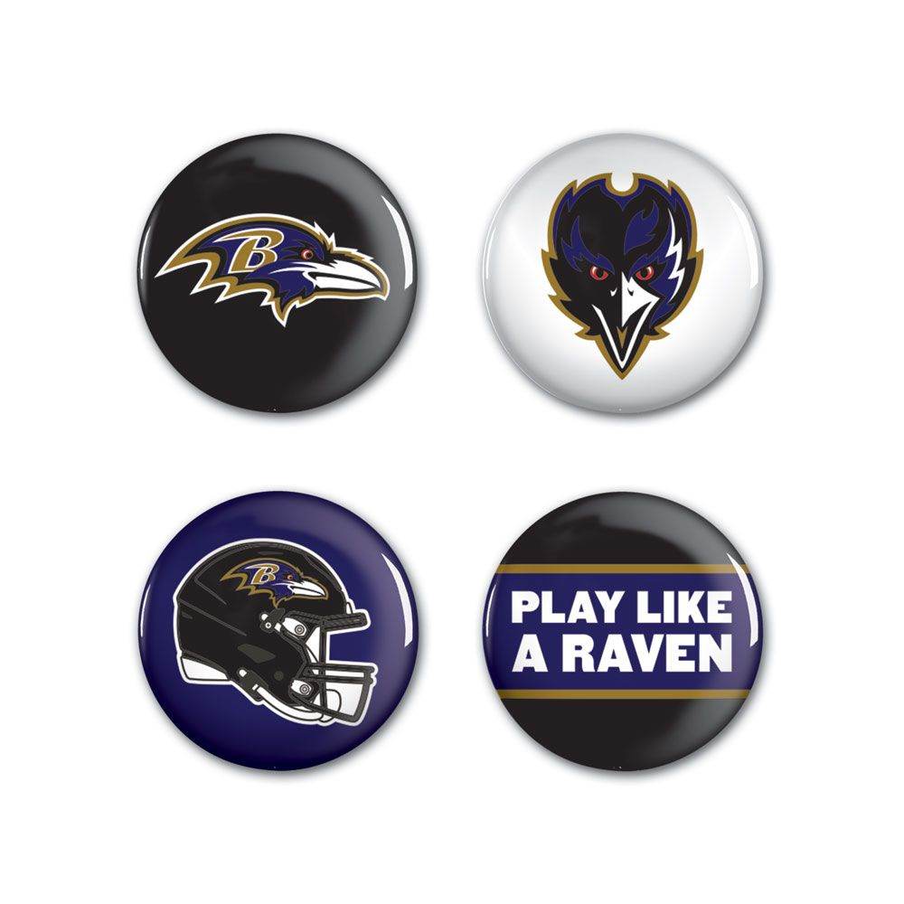 Baltimore Ravens Button Set Four Pack Collectible Pins - ToylandEU
