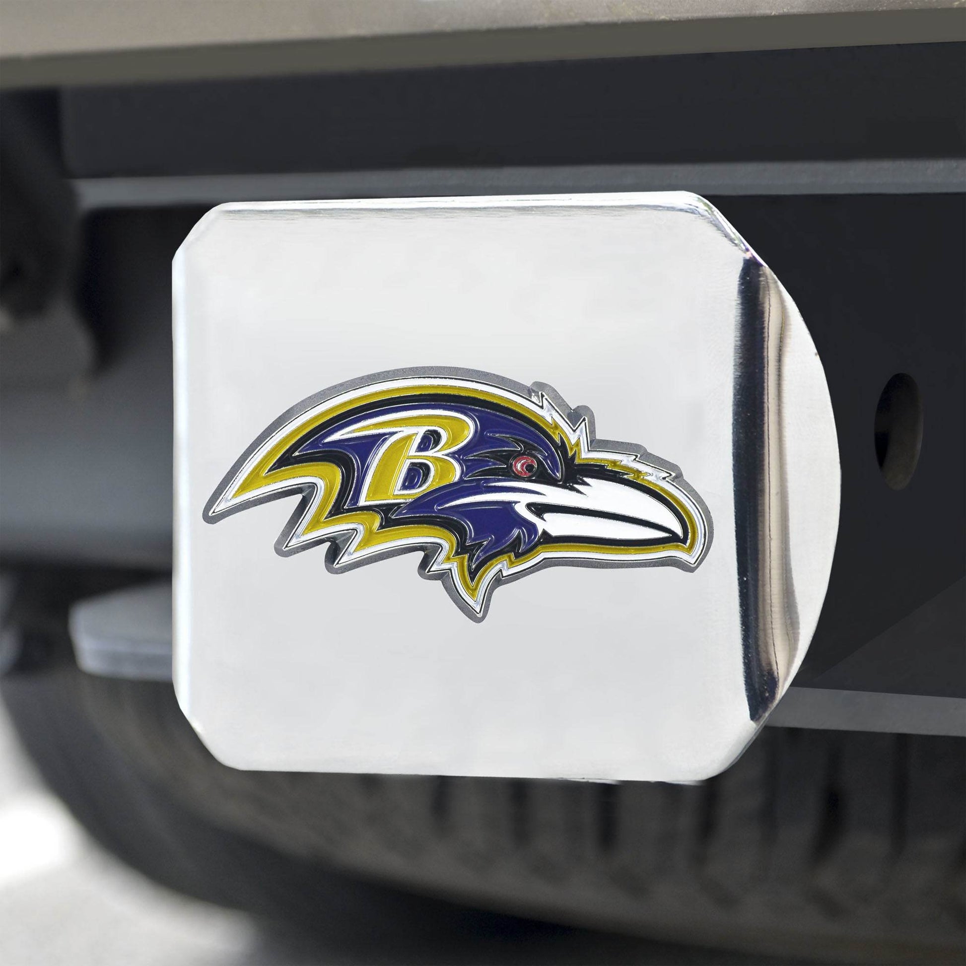 Baltimore Ravens Chrome Hitch Cover Emblem 3D Logo Design - ToylandEU