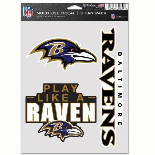 Baltimore Ravens Decal Set 3 Pack Multi Use Indoor Outdoor - ToylandEU