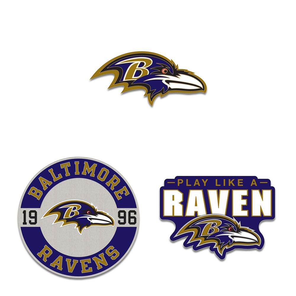 Baltimore Ravens Enamel Pin Set 3 Piece Logo Slogan Year - ToylandEU