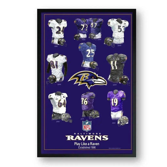  Baltimore Ravens Framed Print 10x13 Uniform Heritage -  ToylandEU™