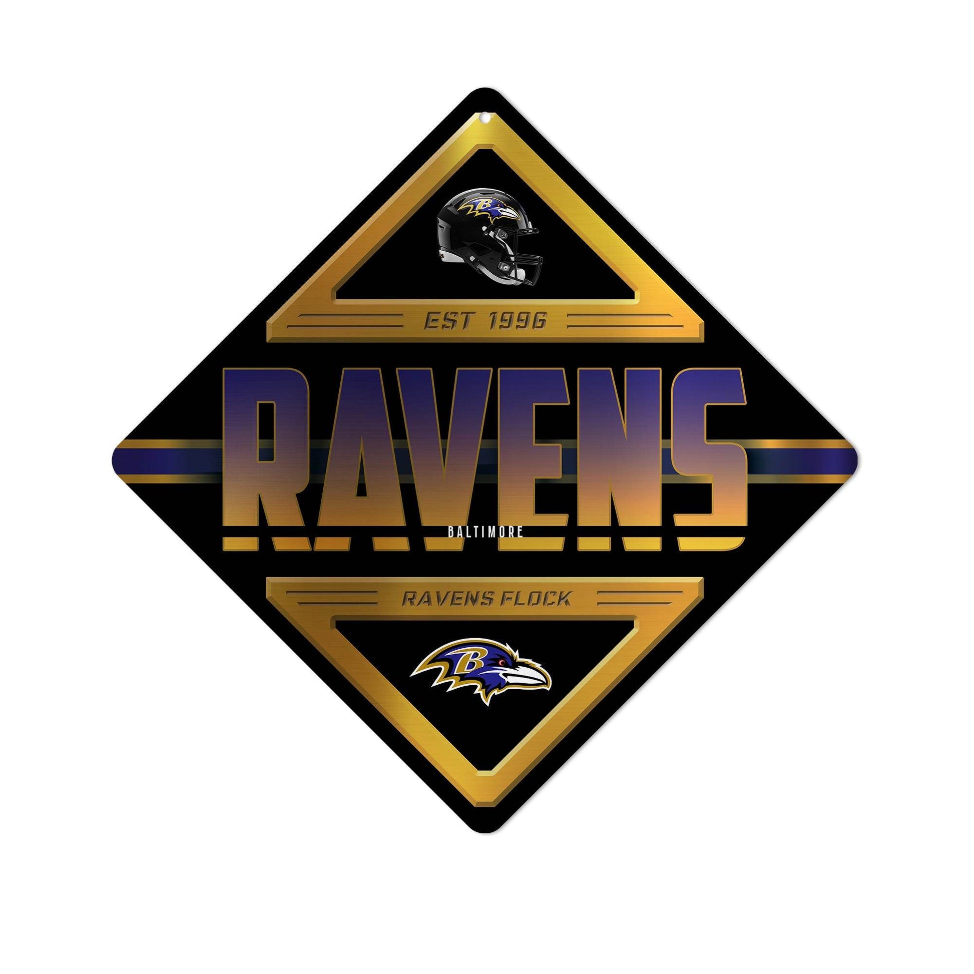 Baltimore Ravens Metal Diamond Sign Wall Decor 12x12 Inches - ToylandEU